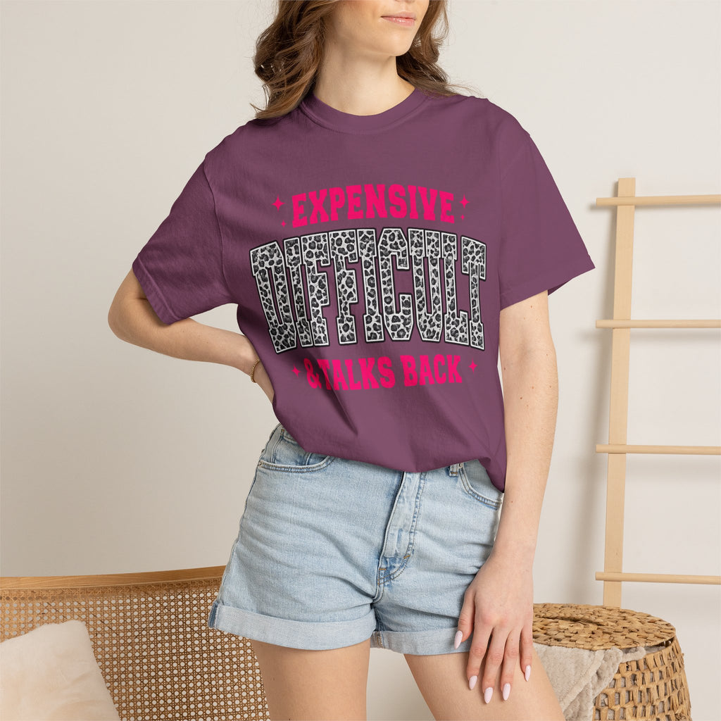 Difficult & Talks Back T‑Shirt — Funny Retro Varsity Graphic Tee