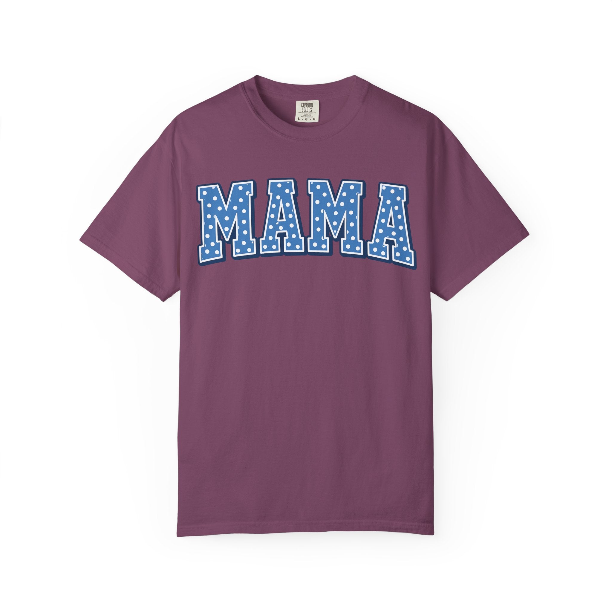 Mama Graphic T-Shirt — Blue Polka Dot