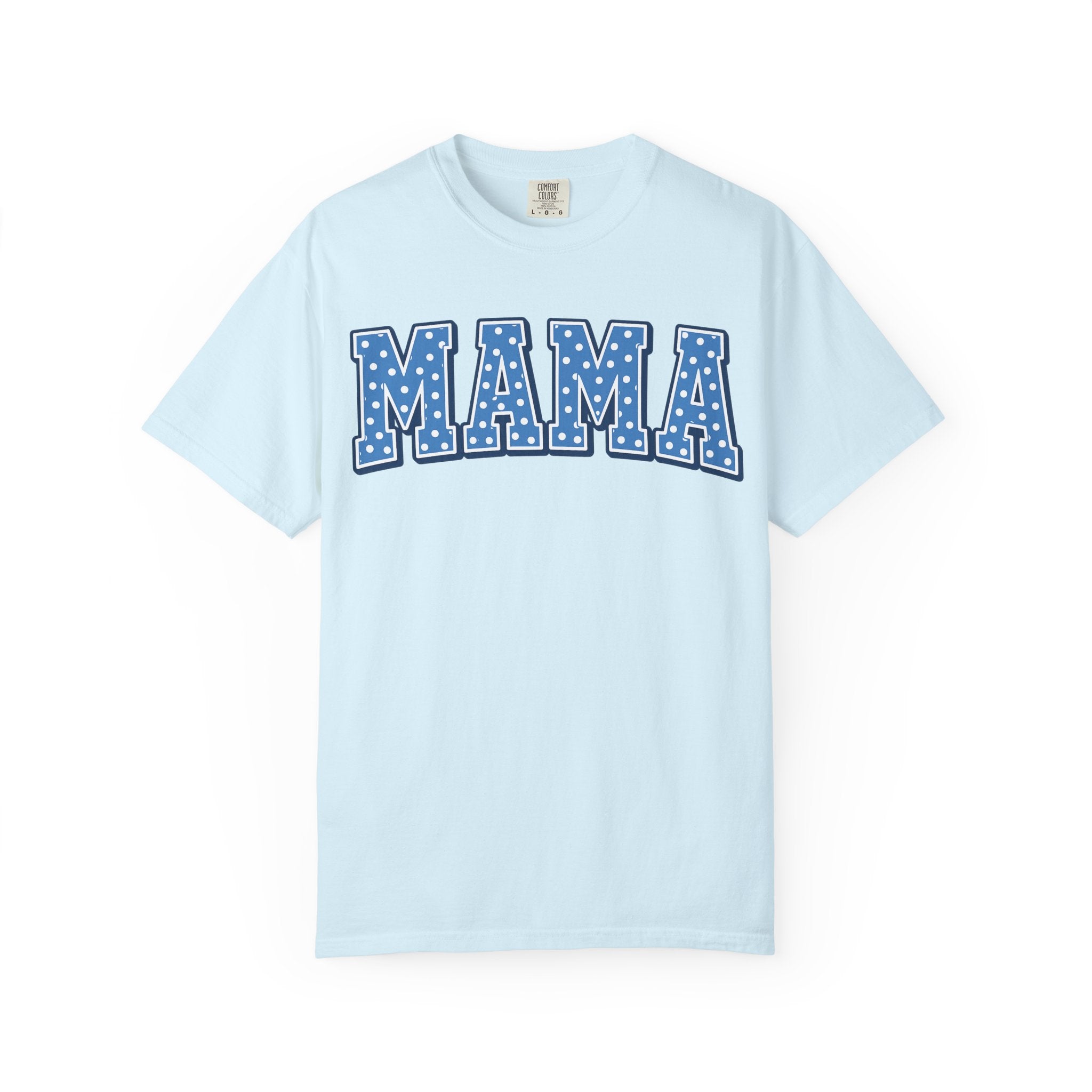 Mama Graphic T-Shirt — Blue Polka Dot