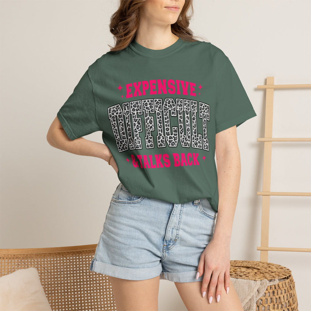 Difficult & Talks Back T‑Shirt — Funny Retro Varsity Graphic Tee
