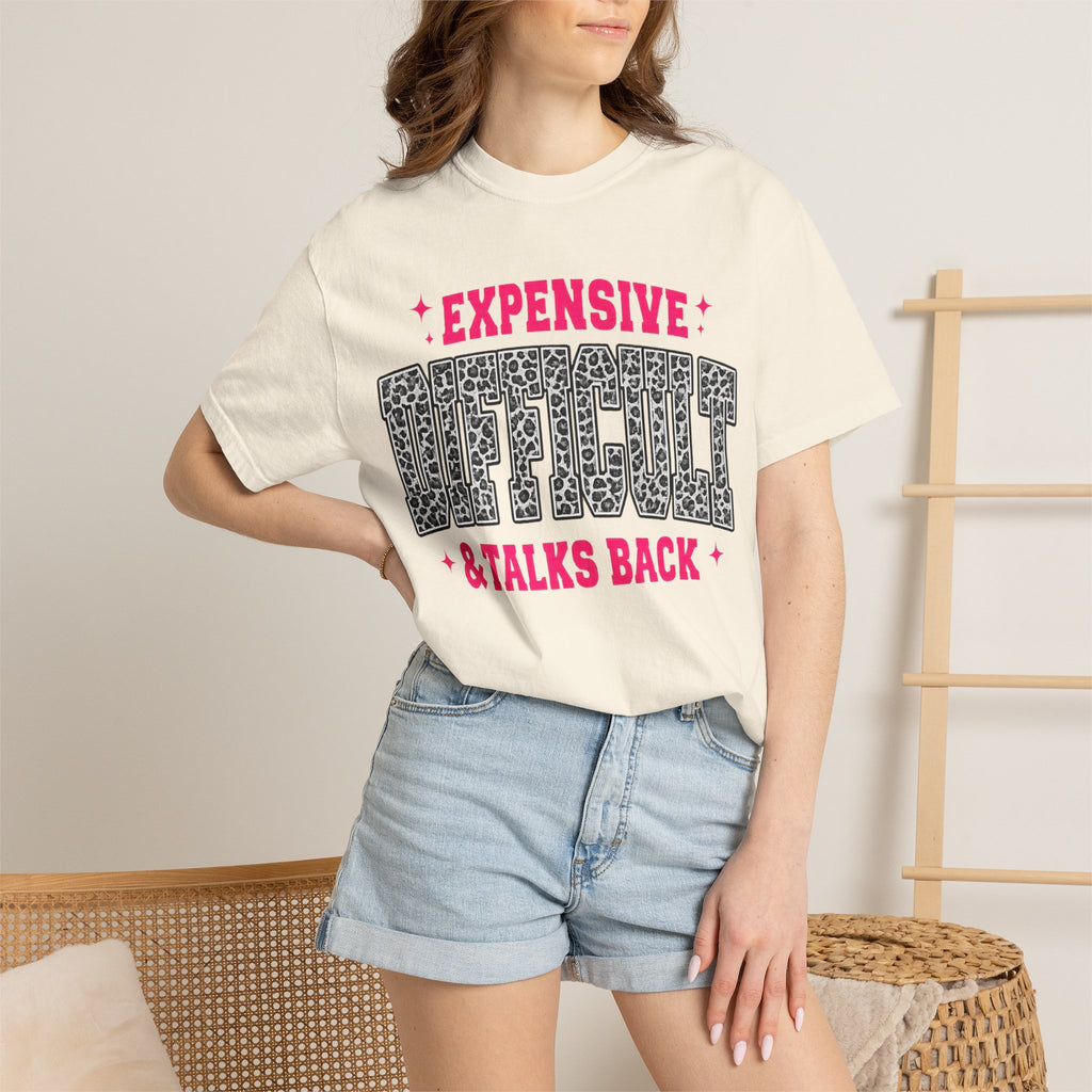 Difficult & Talks Back T‑Shirt — Funny Retro Varsity Graphic Tee