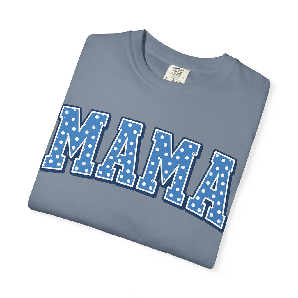 Mama Graphic T-Shirt — Blue Polka Dot