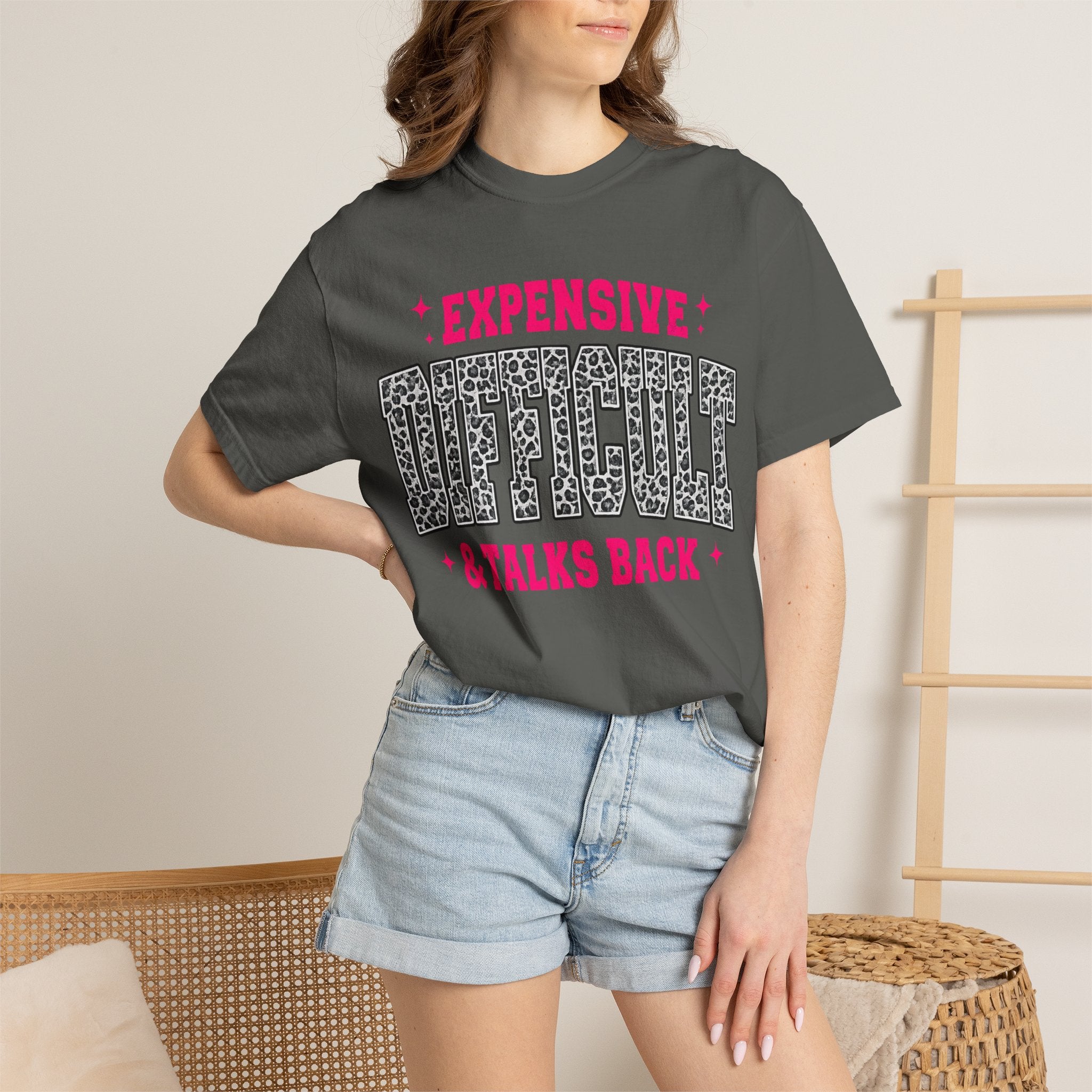 Difficult & Talks Back T‑Shirt — Funny Retro Varsity Graphic Tee