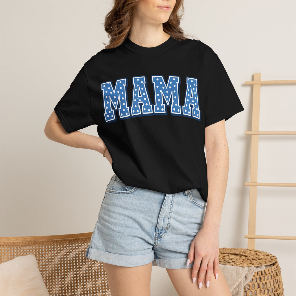 Mama Graphic T-Shirt — Blue Polka Dot