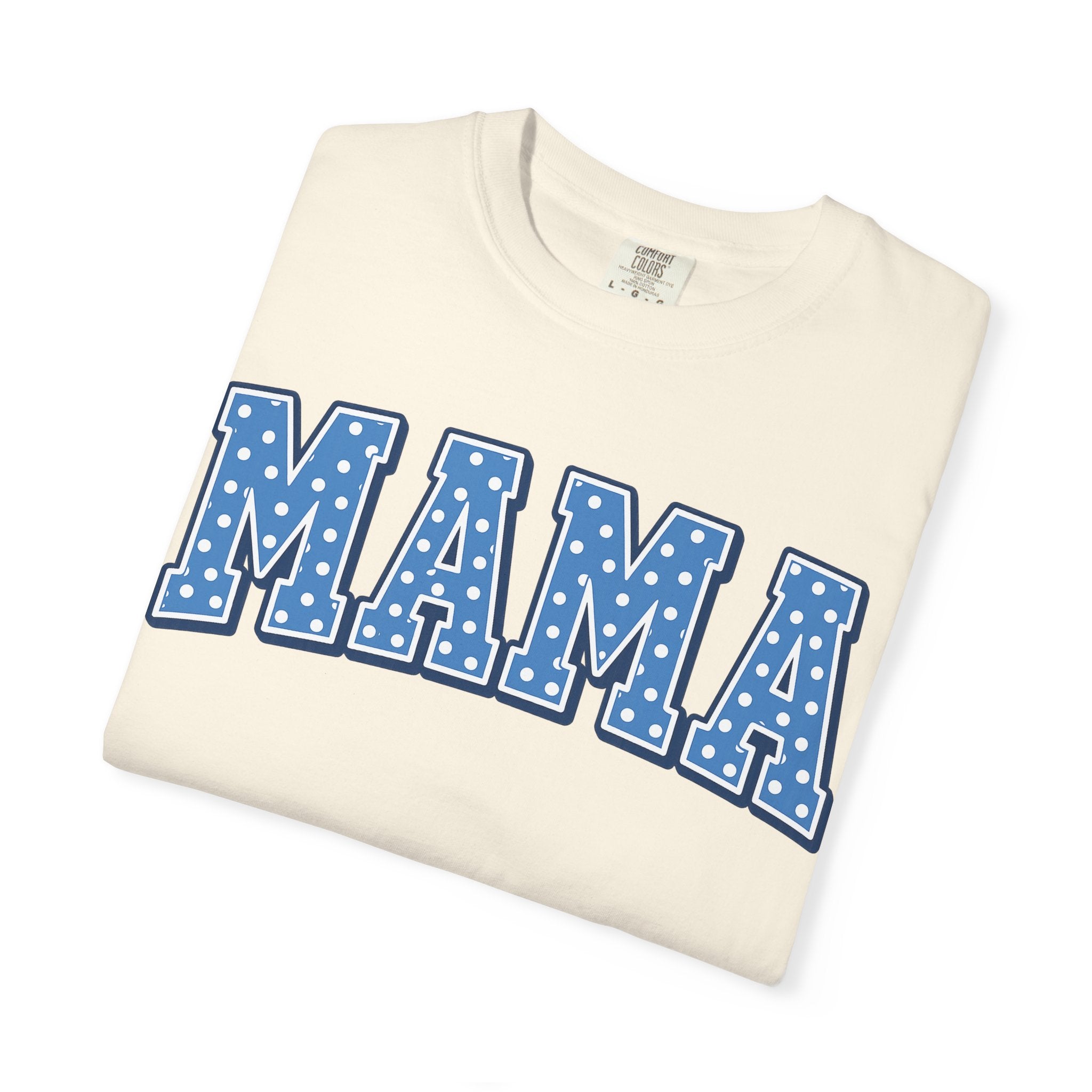 Mama Graphic T-Shirt — Blue Polka Dot