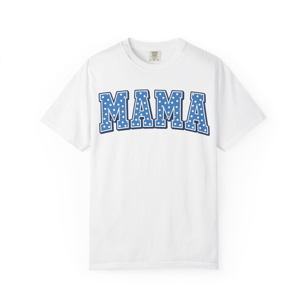 Mama Graphic T-Shirt — Blue Polka Dot