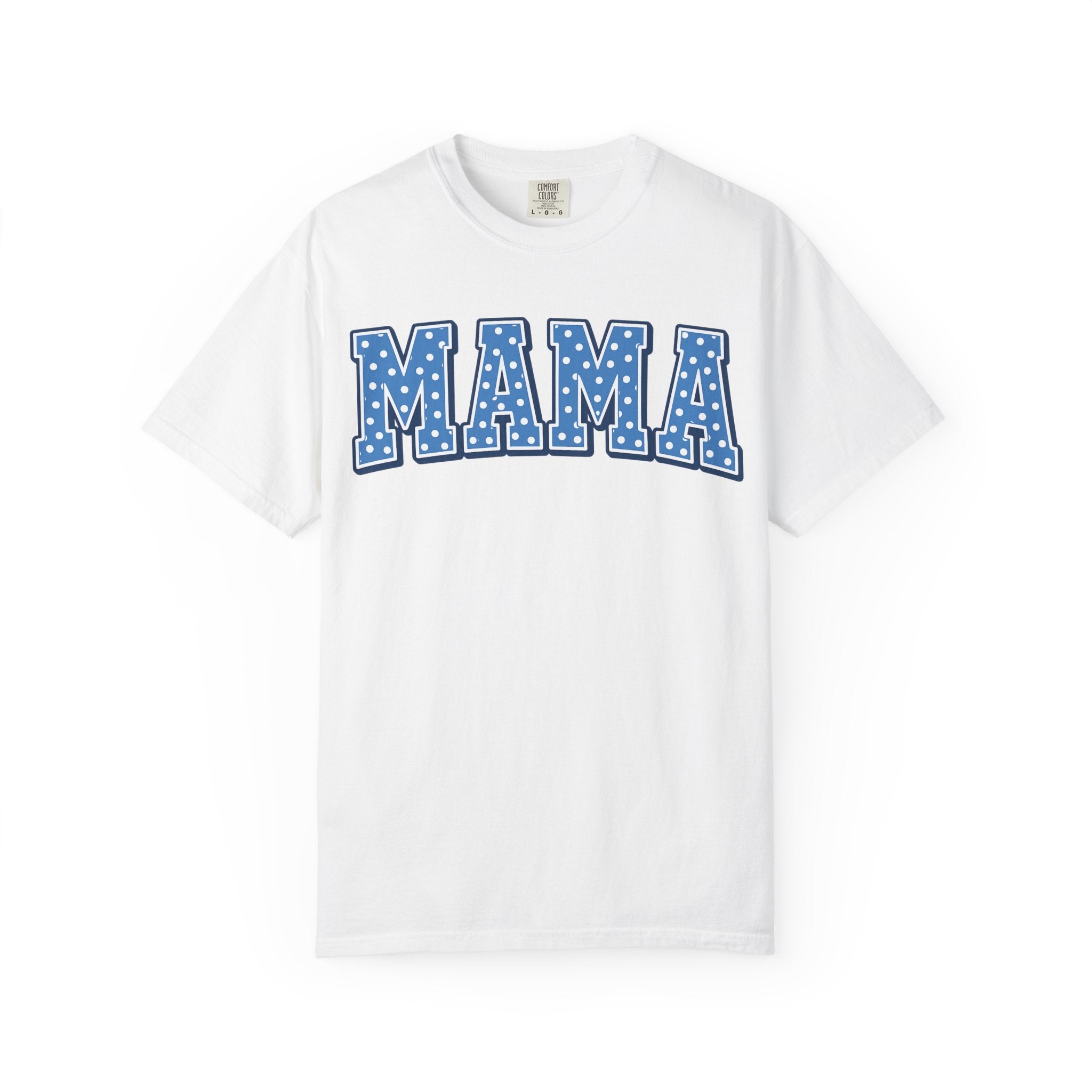 Mama Graphic T-Shirt — Blue Polka Dot