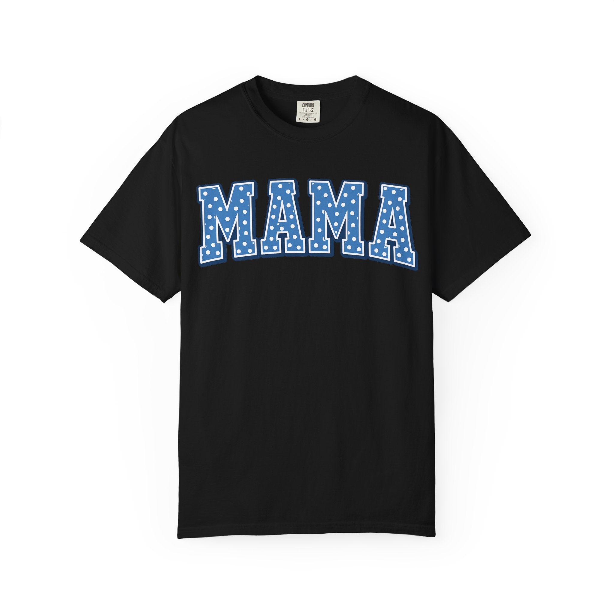 Mama Graphic T-Shirt — Blue Polka Dot