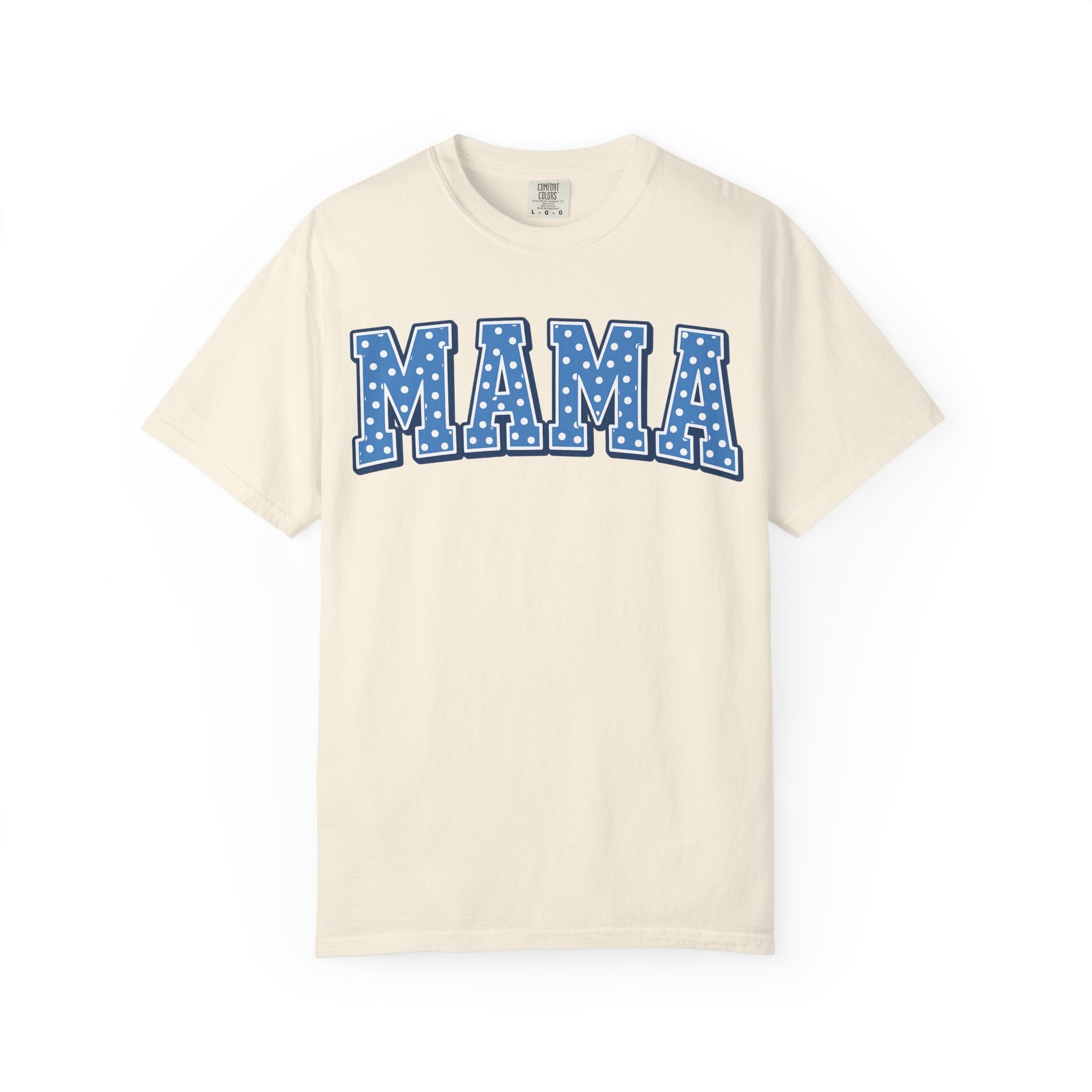 Mama Graphic T-Shirt — Blue Polka Dot
