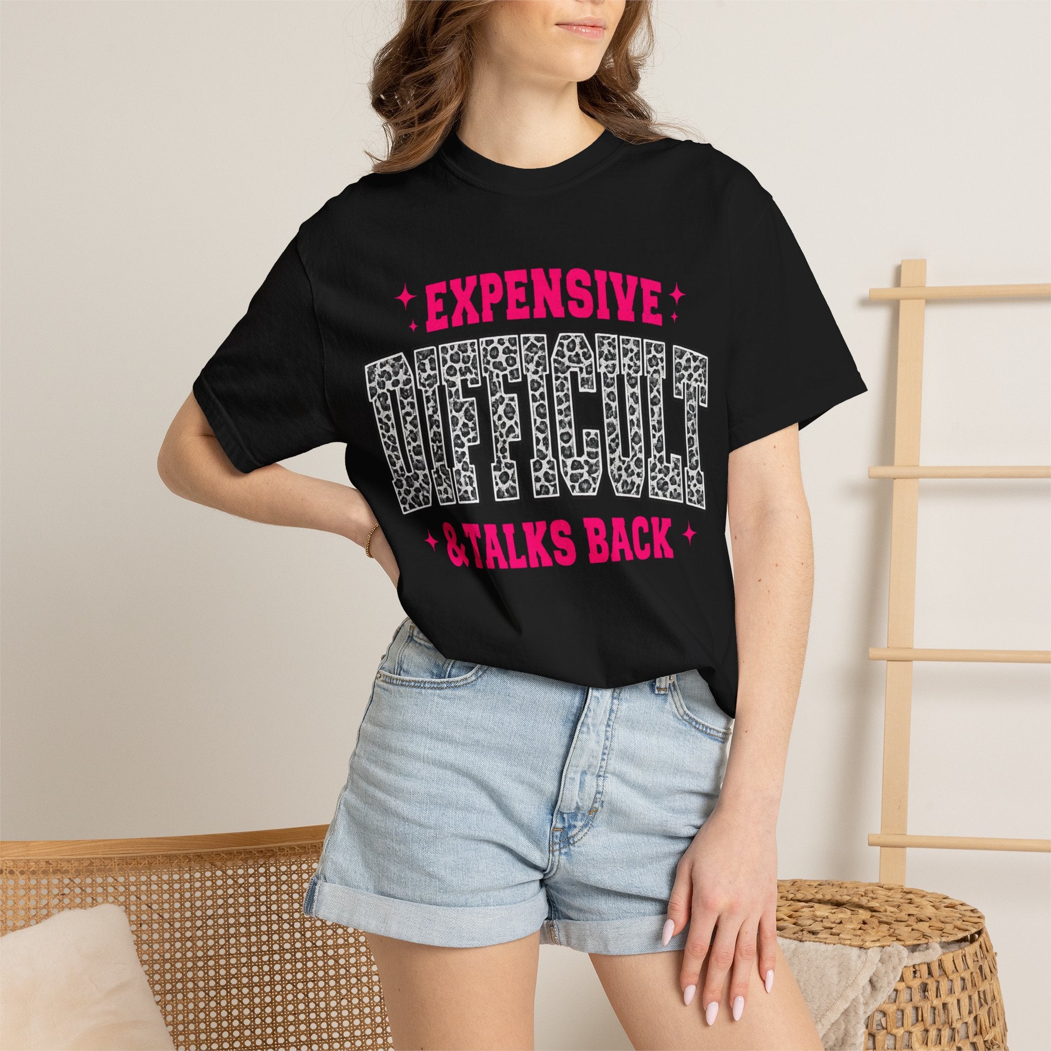 Difficult & Talks Back T‑Shirt — Funny Retro Varsity Graphic Tee