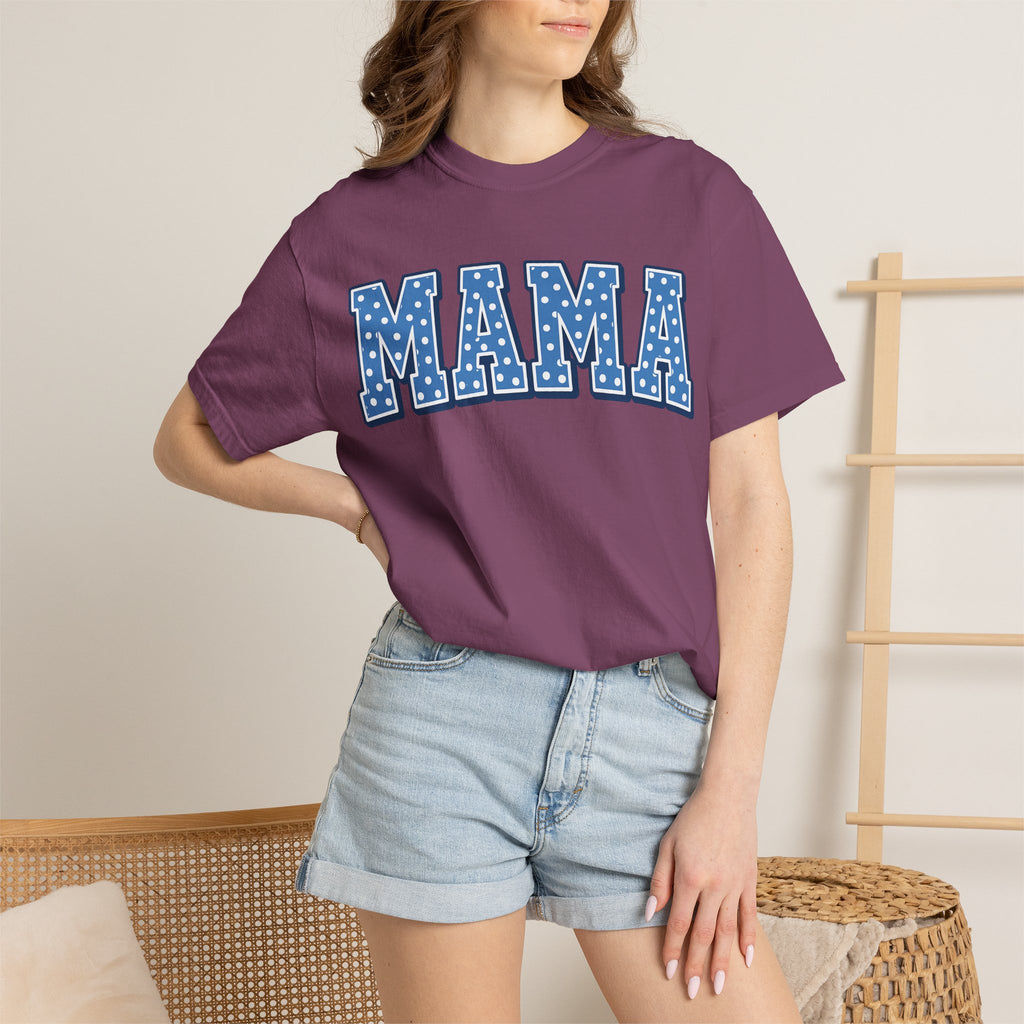 Mama Graphic T-Shirt — Blue Polka Dot