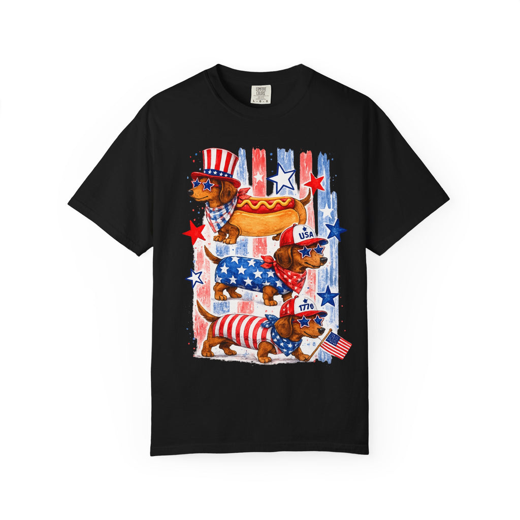 Patriotic Dachshund Hot Dog T-Shirt — 4th of July
