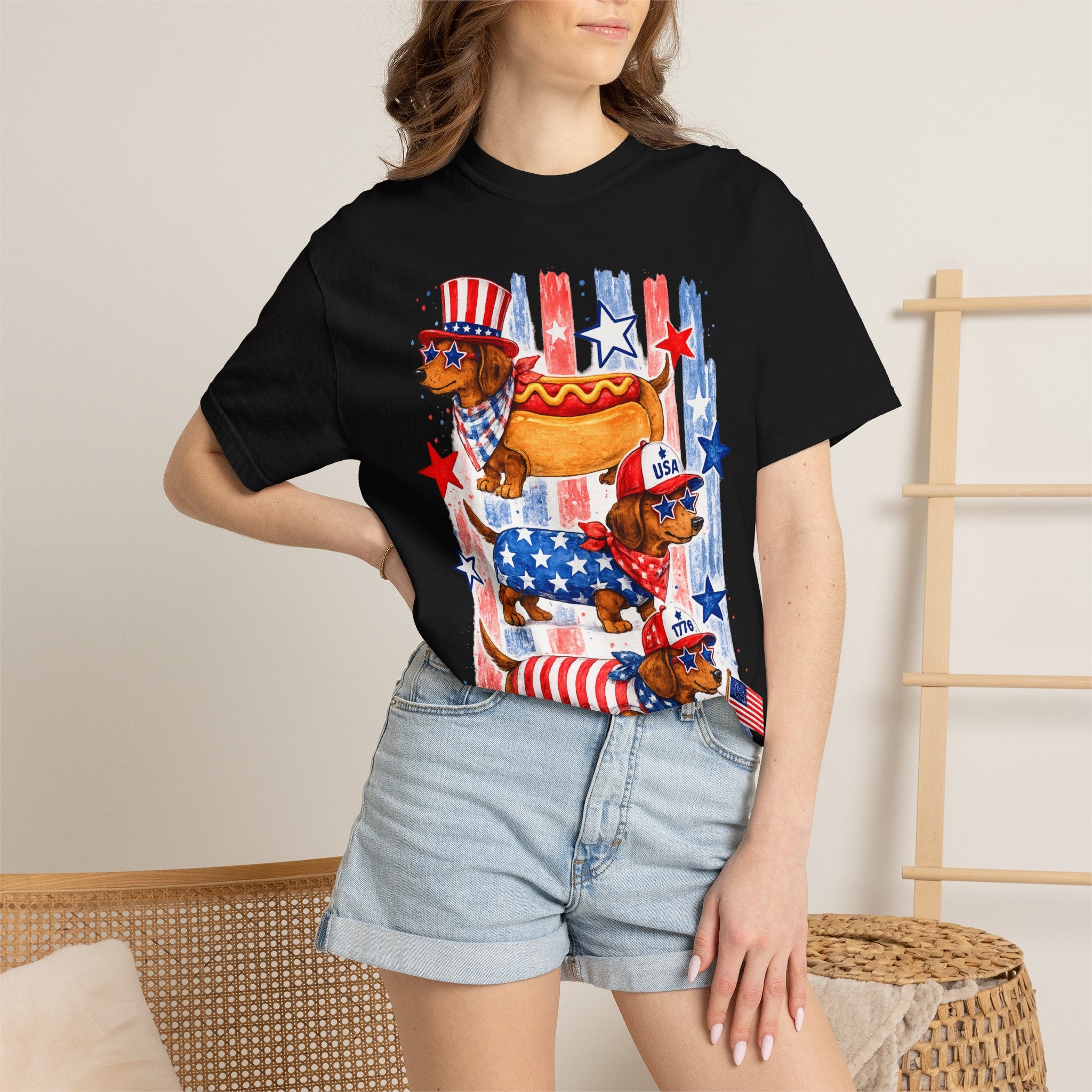 Patriotic Dachshund Hot Dog T-Shirt — 4th of July