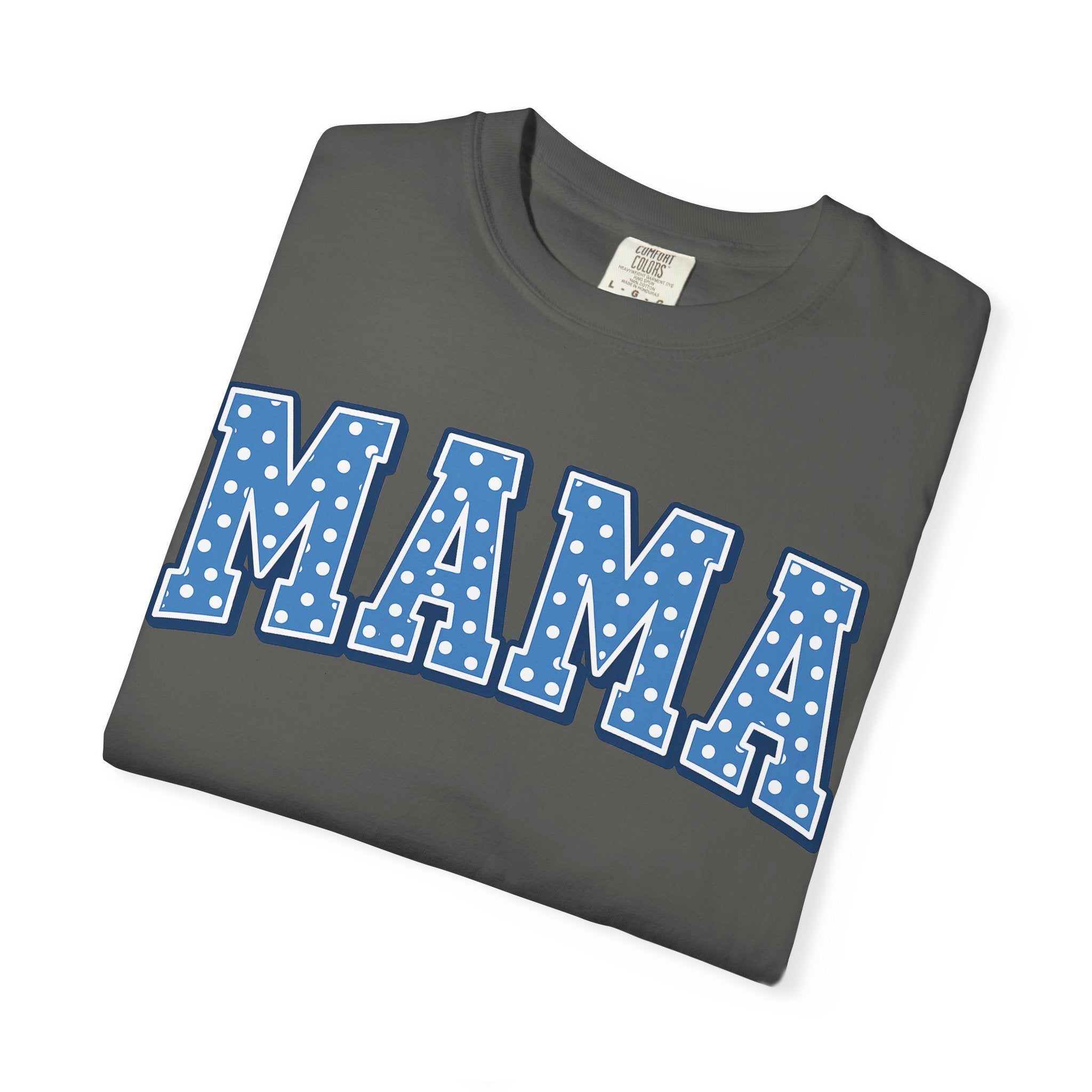 Mama Graphic T-Shirt — Blue Polka Dot