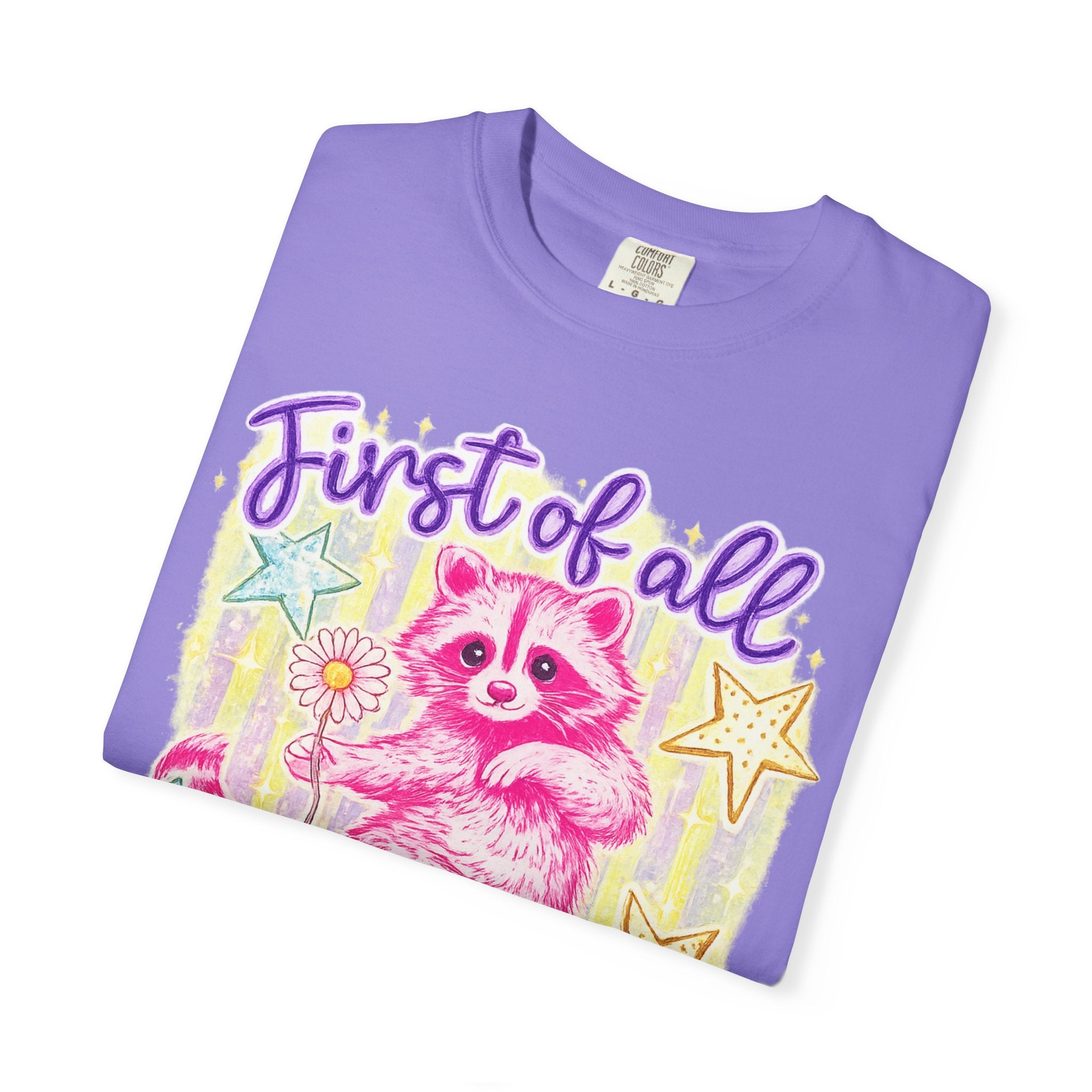 Christian Raccoon T-Shirt — "First of All, Jesus Thinks I’m a Delight"