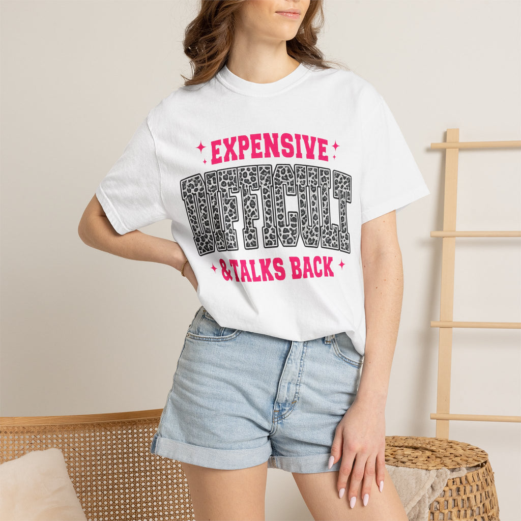 Difficult & Talks Back T‑Shirt — Funny Retro Varsity Graphic Tee