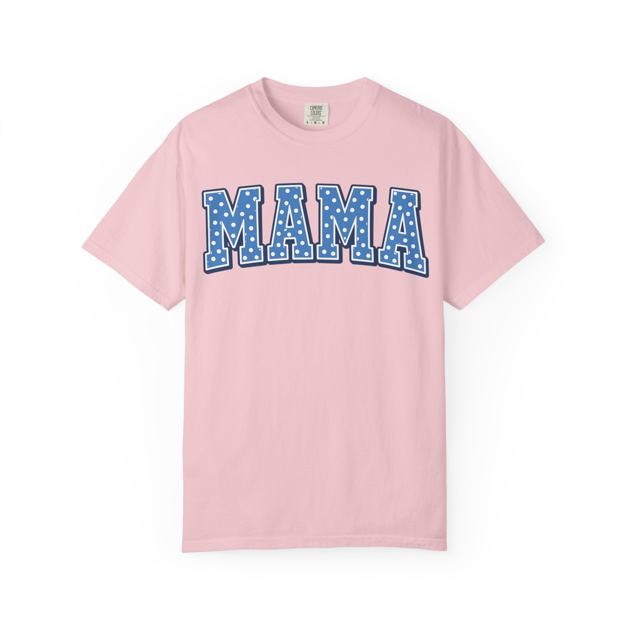 Mama Graphic T-Shirt — Blue Polka Dot