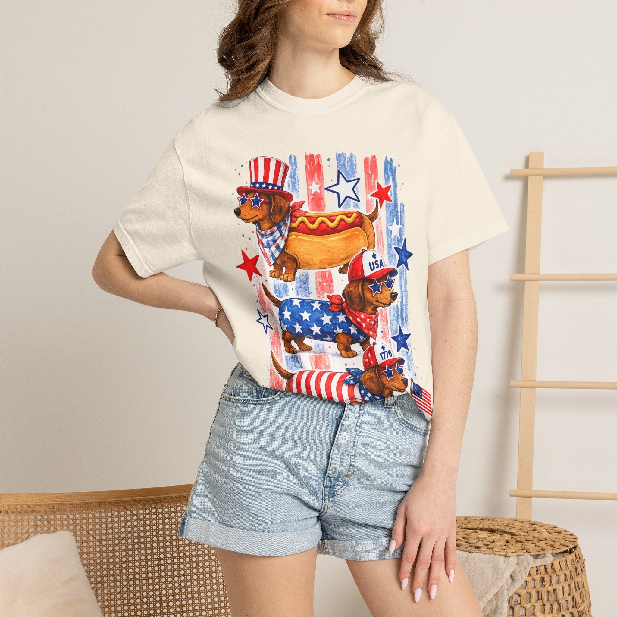 Patriotic Dachshund Hot Dog T-Shirt — 4th of July