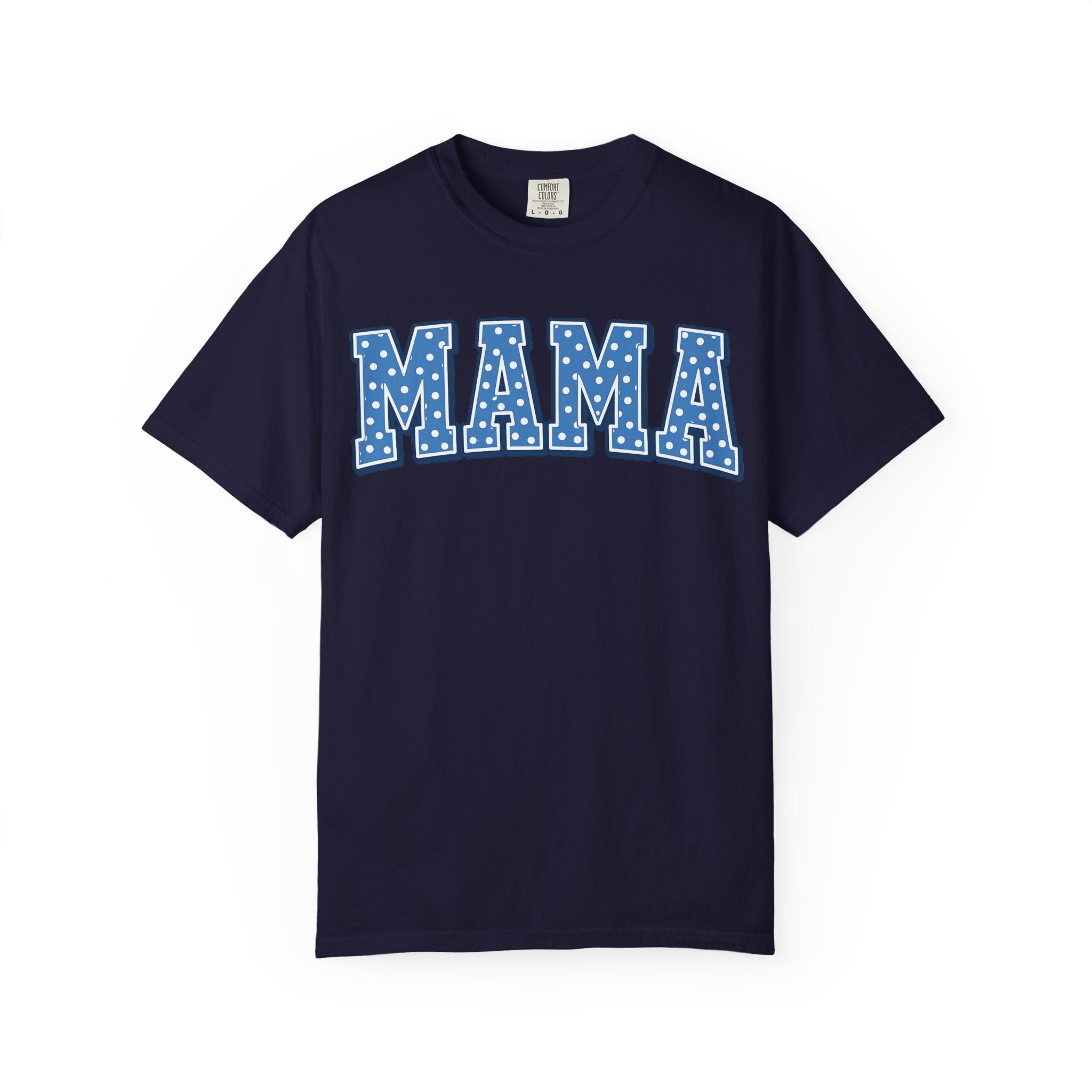 Mama Graphic T-Shirt — Blue Polka Dot