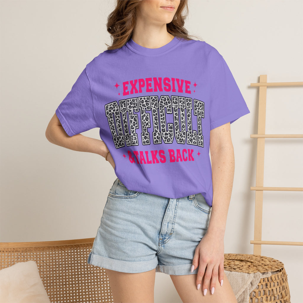 Difficult & Talks Back T‑Shirt — Funny Retro Varsity Graphic Tee
