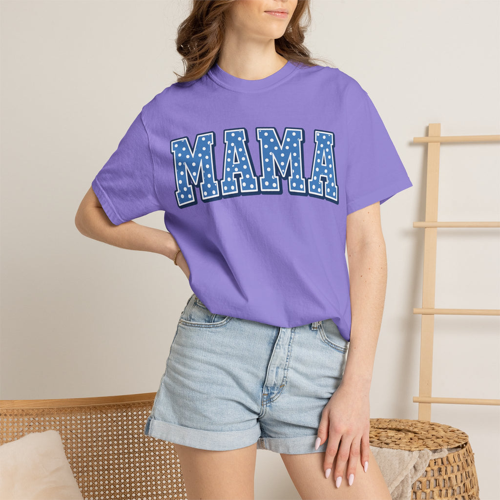 Mama Graphic T-Shirt — Blue Polka Dot