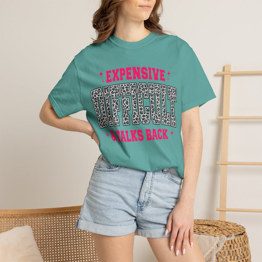Difficult & Talks Back T‑Shirt — Funny Retro Varsity Graphic Tee