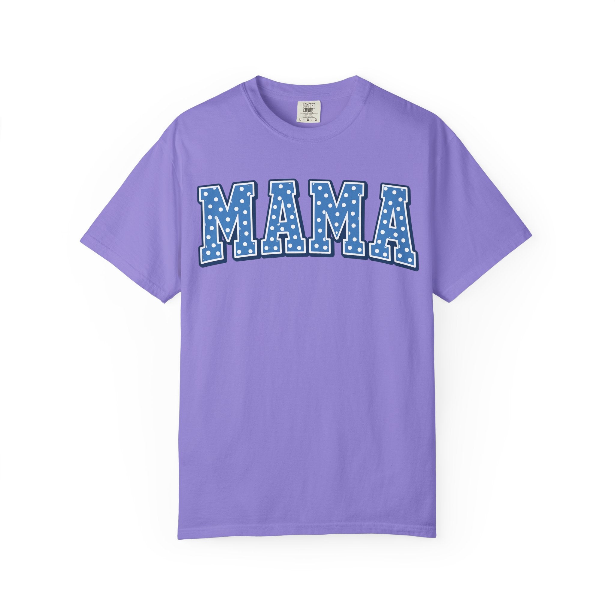Mama Graphic T-Shirt — Blue Polka Dot