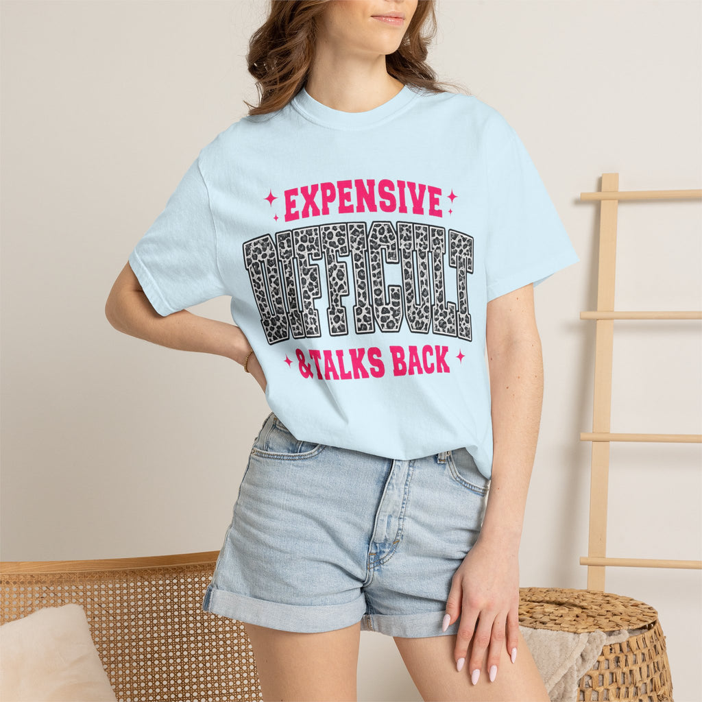 Difficult & Talks Back T‑Shirt — Funny Retro Varsity Graphic Tee