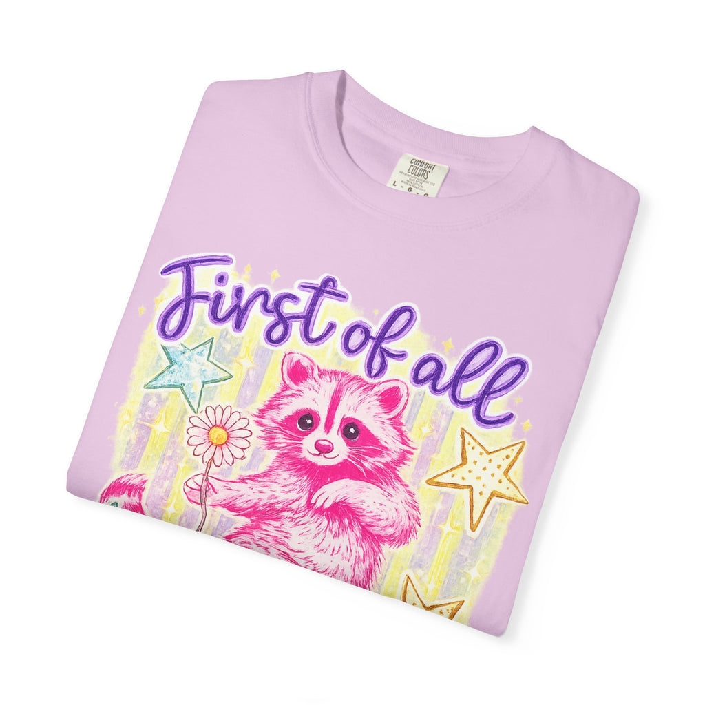 Christian Raccoon T-Shirt — "First of All, Jesus Thinks I’m a Delight"