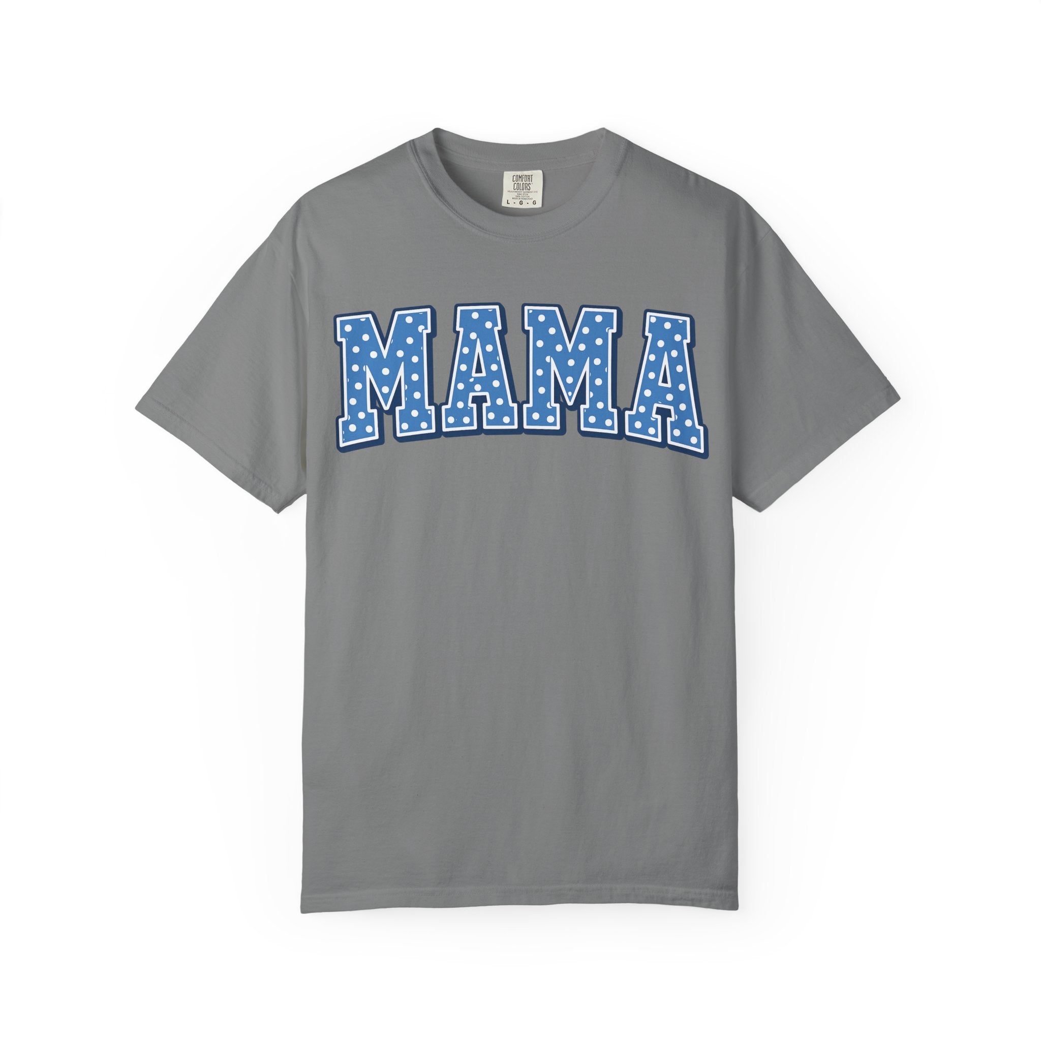 Mama Graphic T-Shirt — Blue Polka Dot