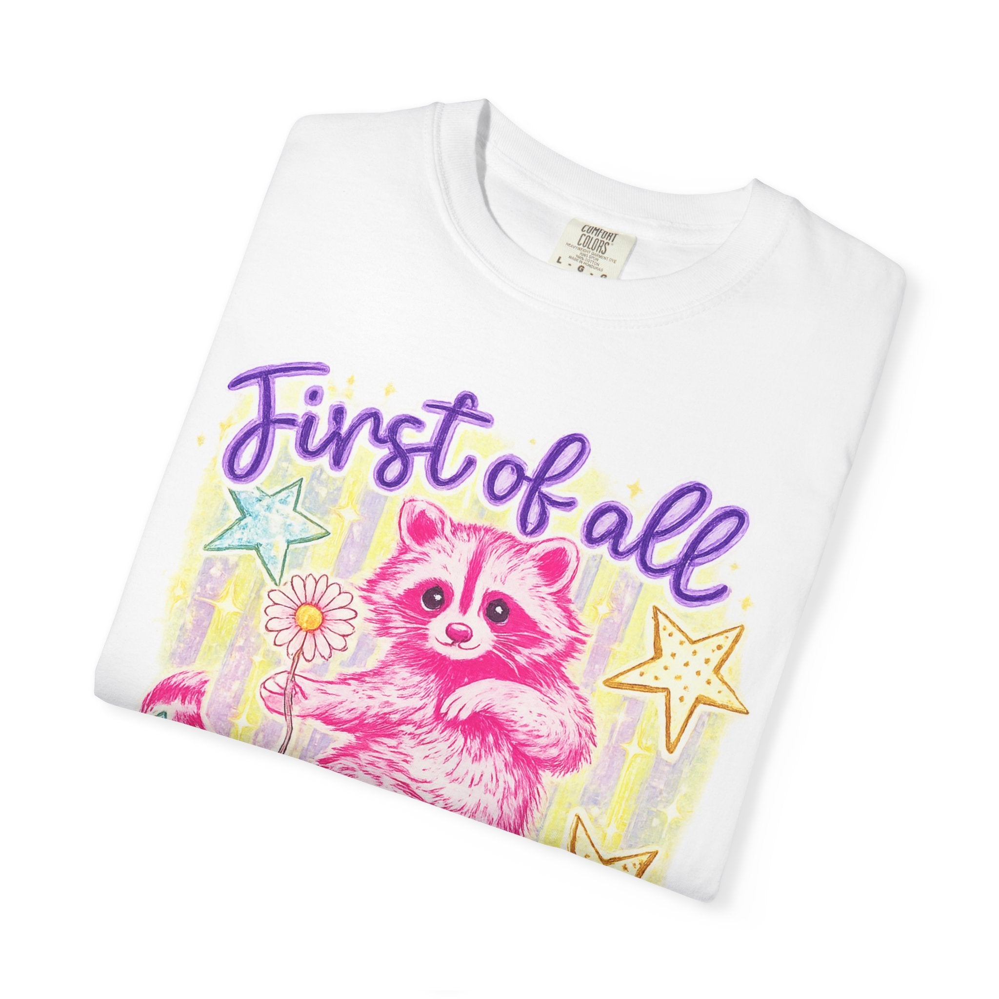 Christian Raccoon T-Shirt — "First of All, Jesus Thinks I’m a Delight"