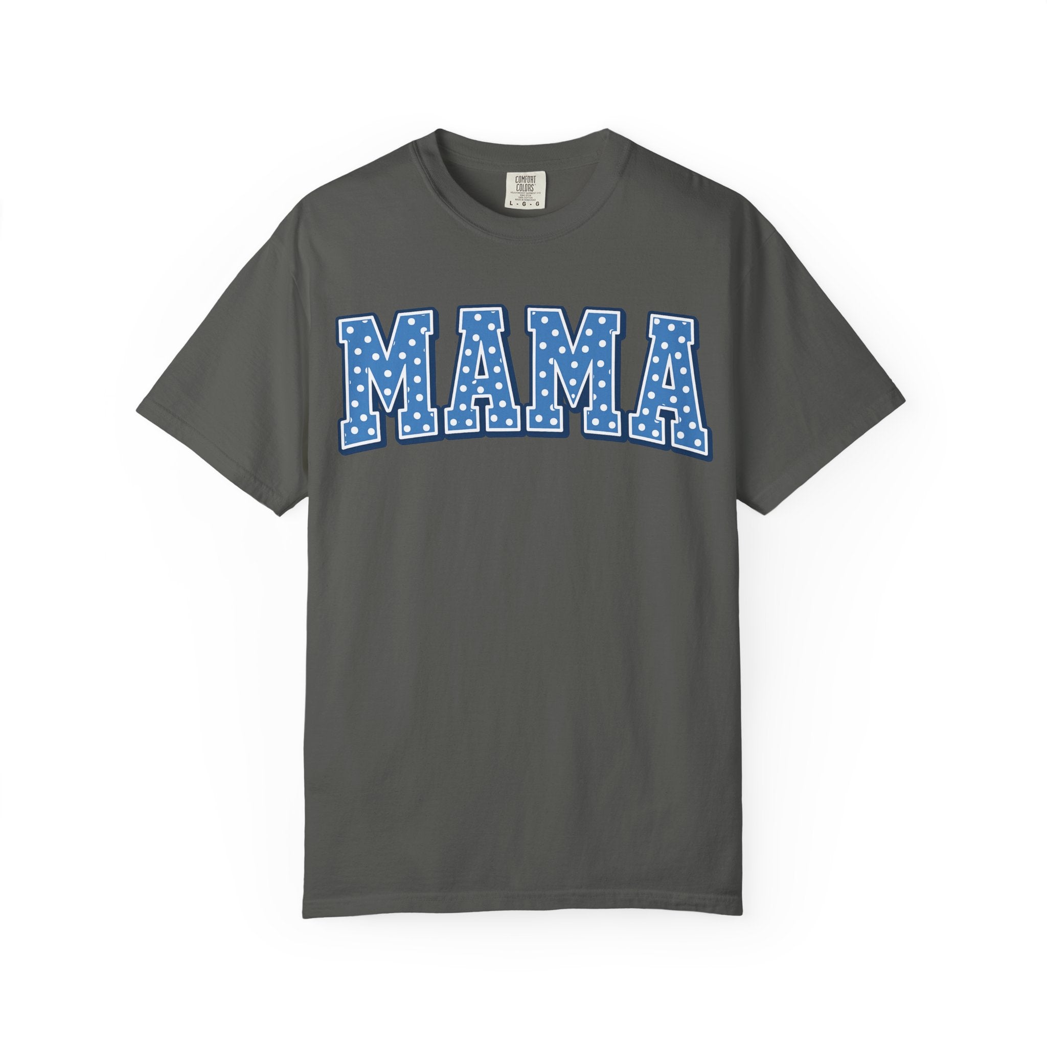 Mama Graphic T-Shirt — Blue Polka Dot