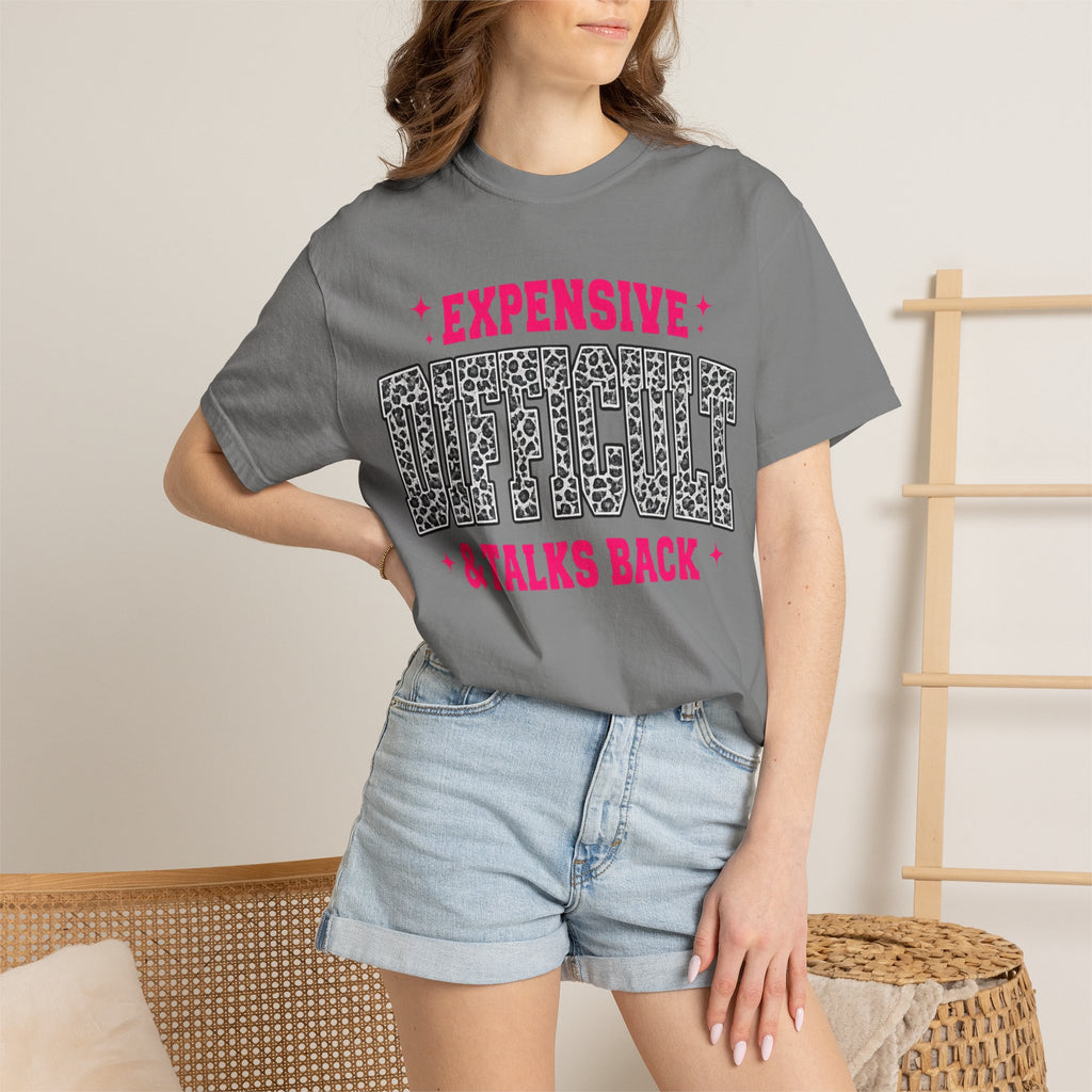 Difficult & Talks Back T‑Shirt — Funny Retro Varsity Graphic Tee