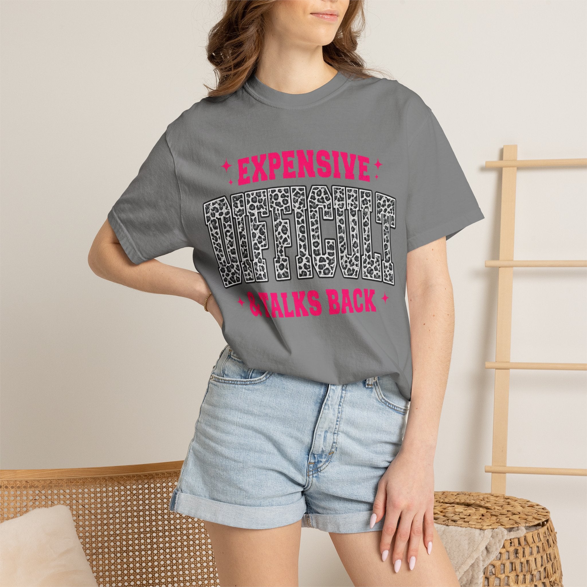 Difficult & Talks Back T‑Shirt — Funny Retro Varsity Graphic Tee