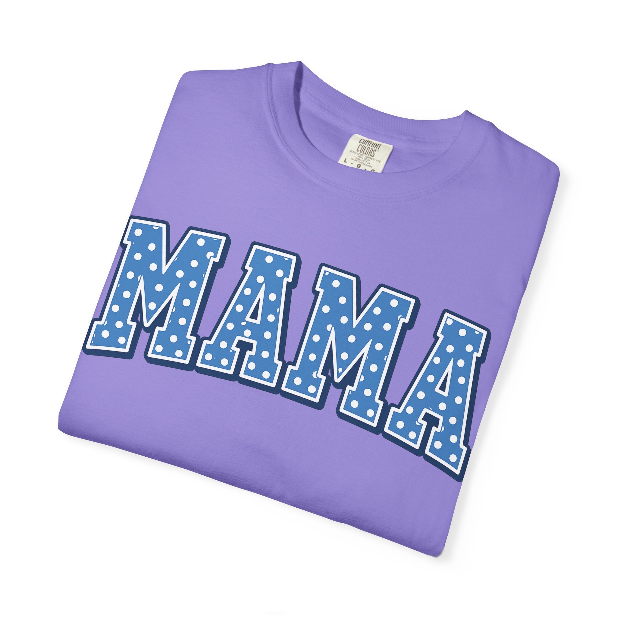 Mama Graphic T-Shirt — Blue Polka Dot