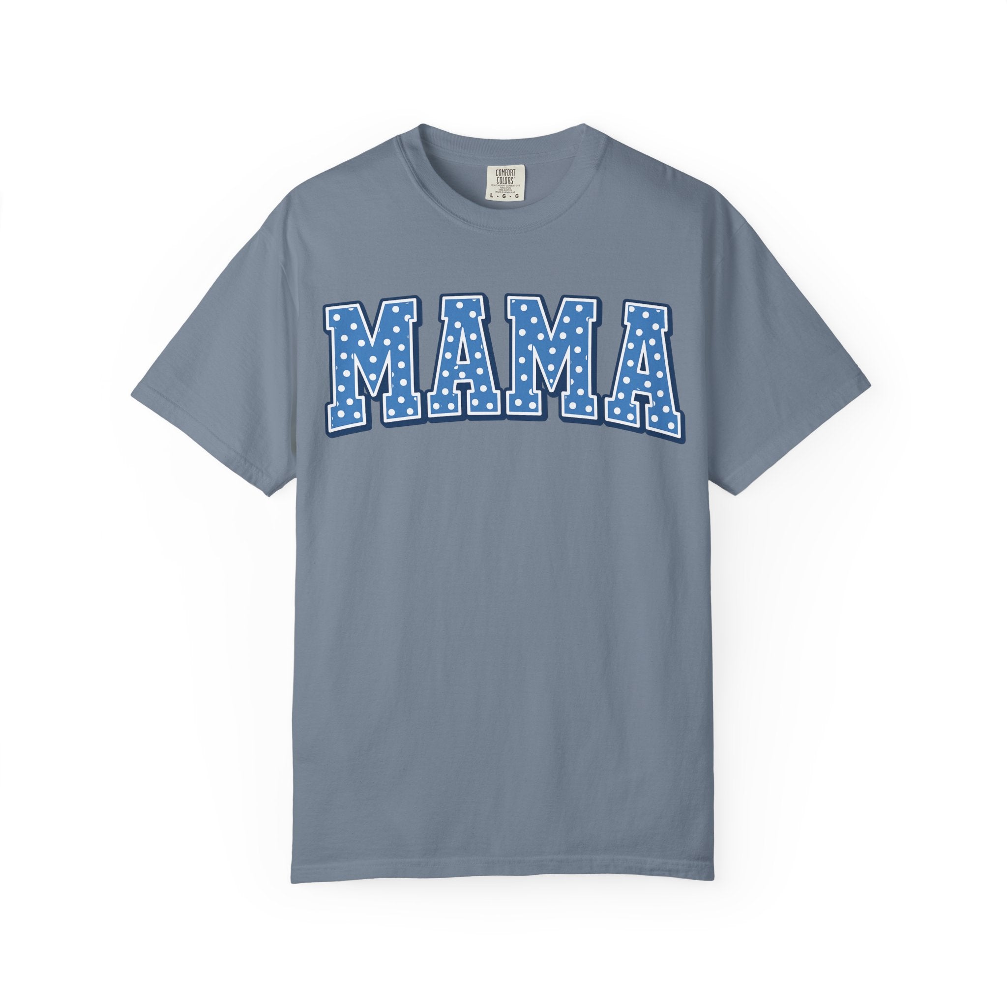 Mama Graphic T-Shirt — Blue Polka Dot