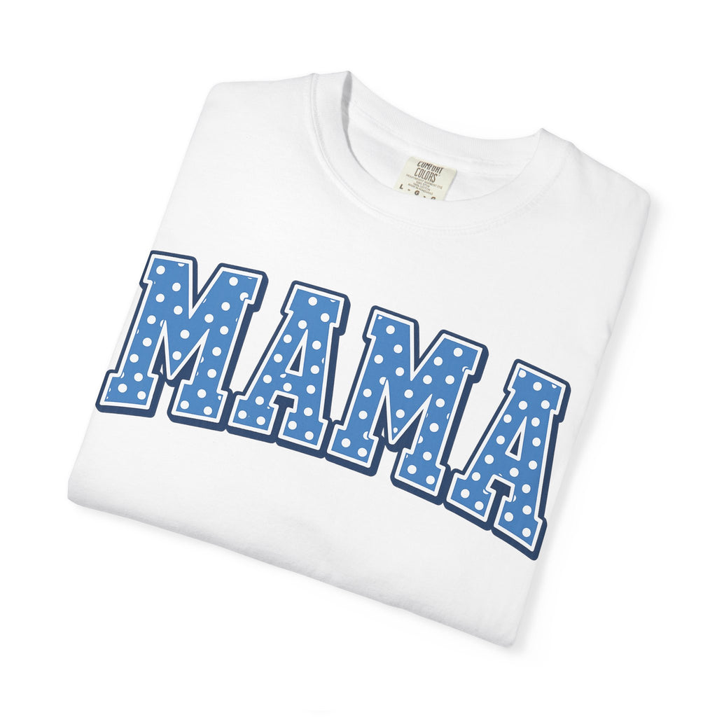 Mama Graphic T-Shirt — Blue Polka Dot