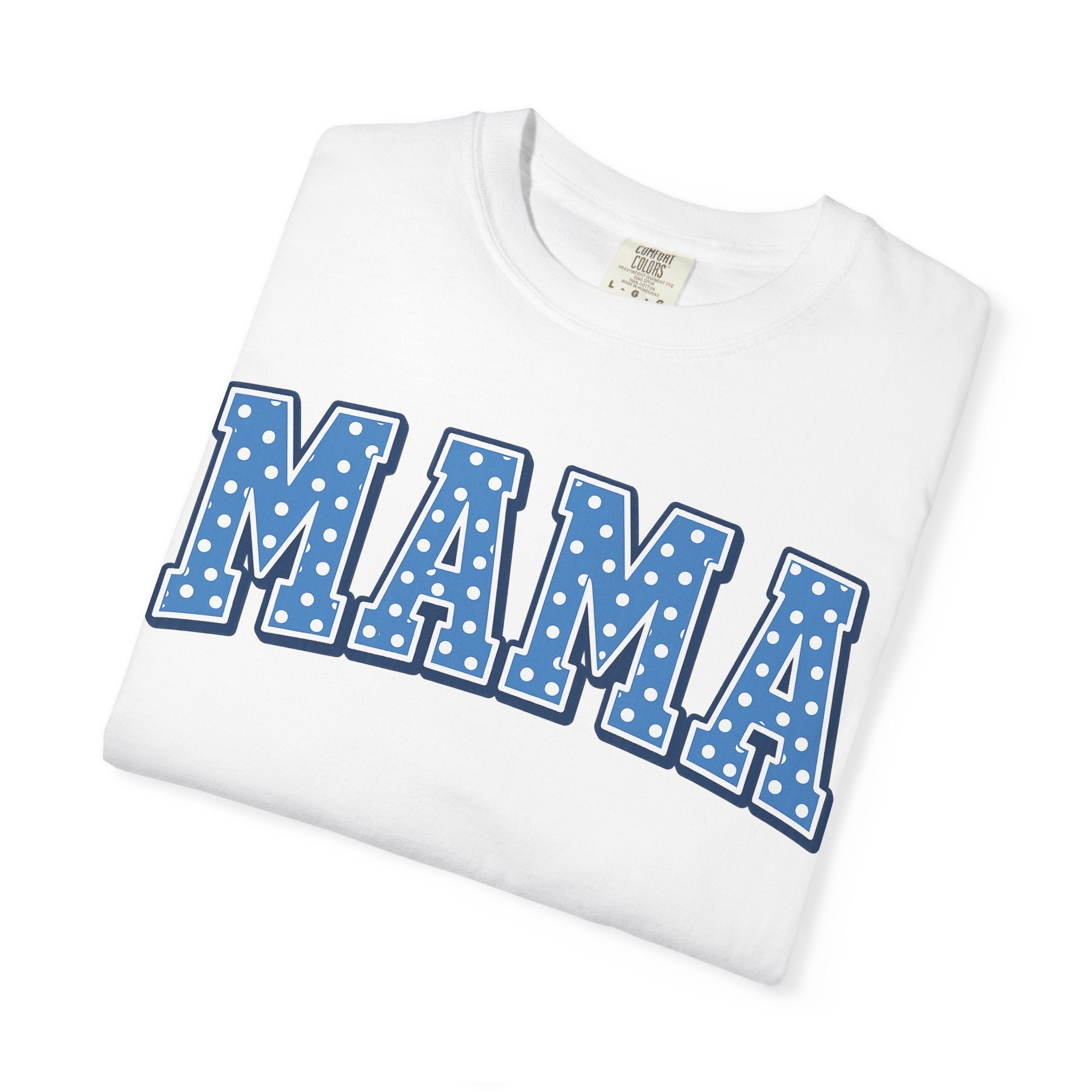 Mama Graphic T-Shirt — Blue Polka Dot