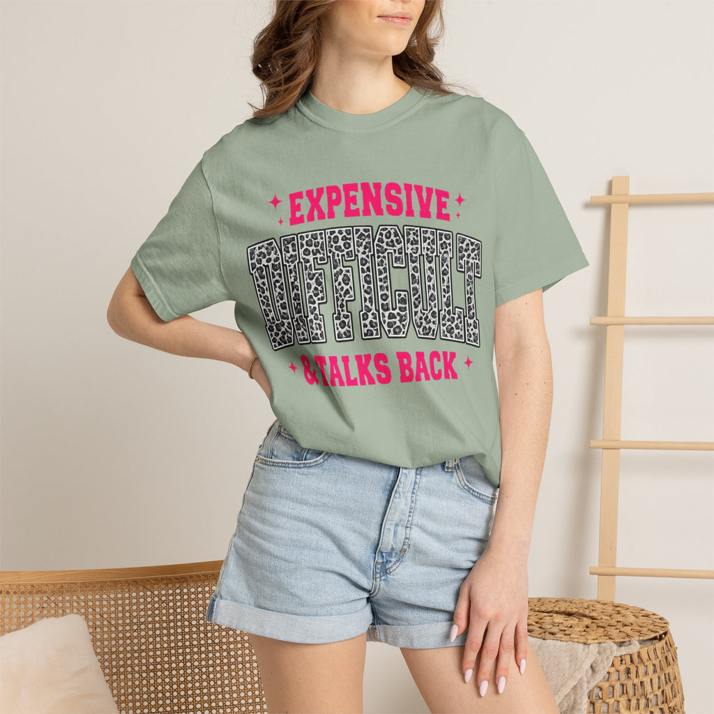 Difficult & Talks Back T‑Shirt — Funny Retro Varsity Graphic Tee