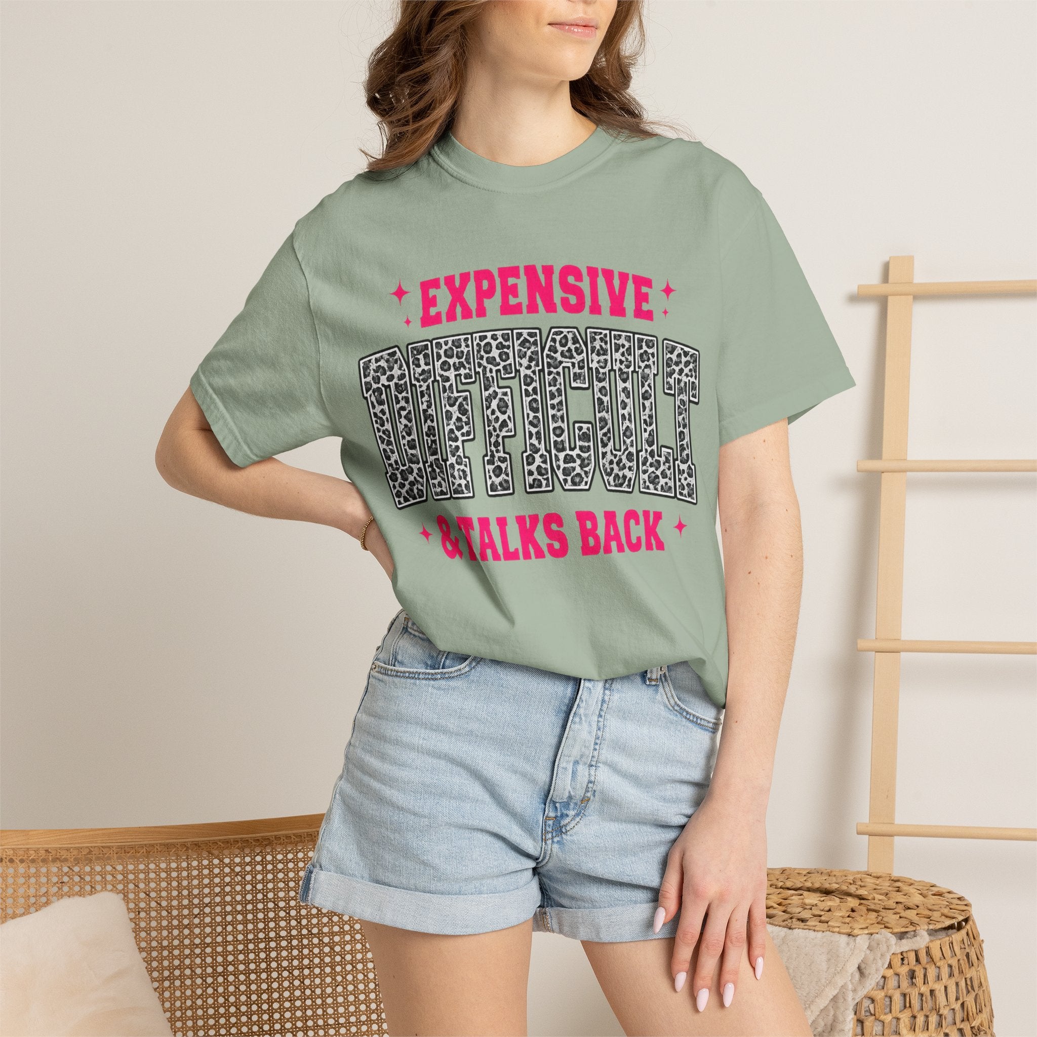 Difficult & Talks Back T‑Shirt — Funny Retro Varsity Graphic Tee