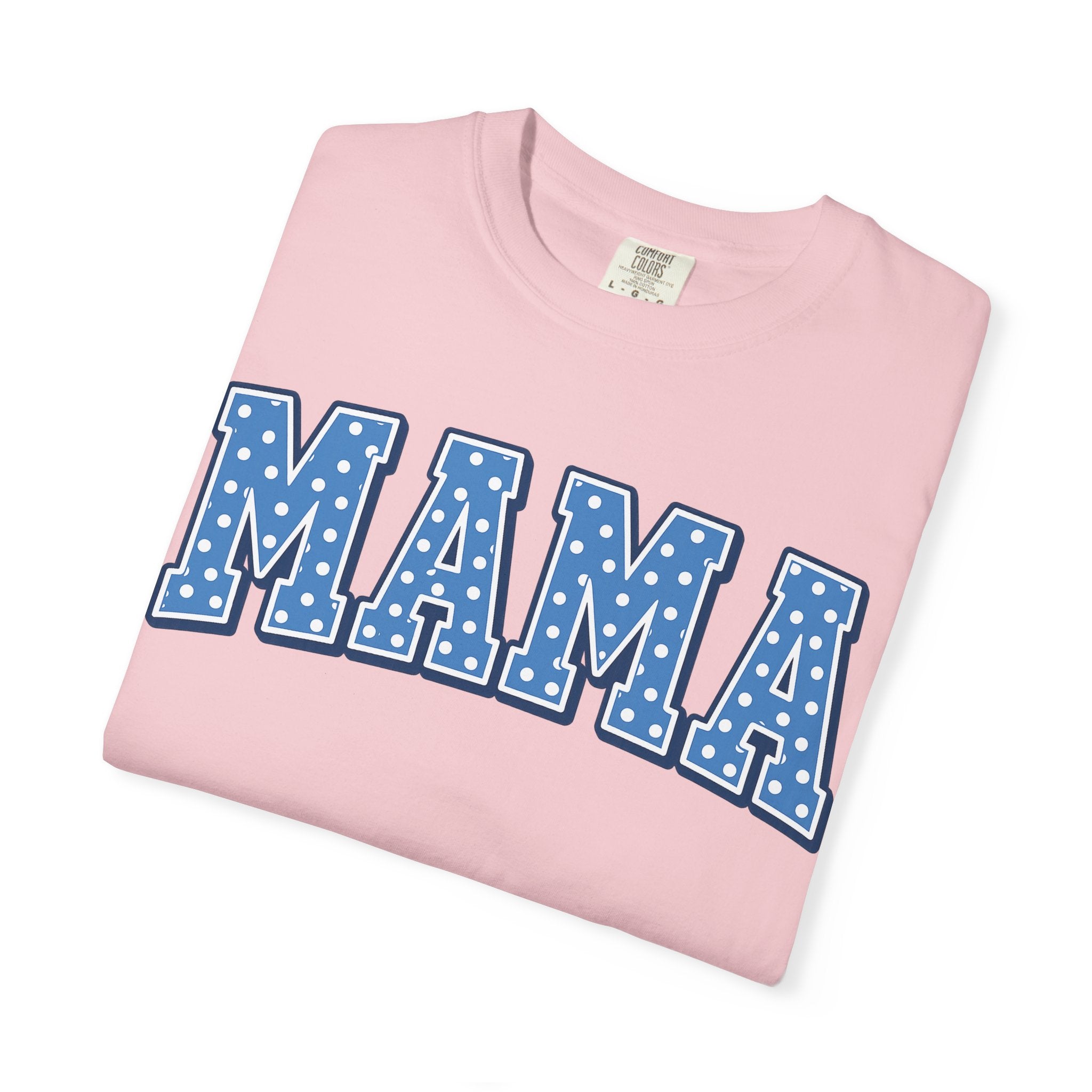 Mama Graphic T-Shirt — Blue Polka Dot